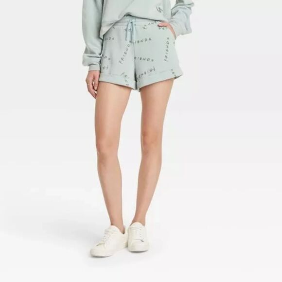 Friends Womens Shorts Size Medium Mint Green Sweats Pajama Bottoms‎ Jogger - Picture 1 of 7